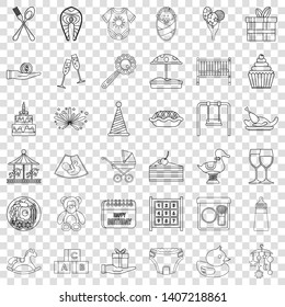 Gift icons set. Outline style of 36 gift vector icons for web for any design