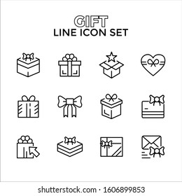 Gift icons set. Outline set of Gift vector illustration icons for web design isolated on white background