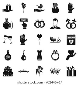 Gift icons set. Simple set of 25 gift vector icons for web isolated on white background