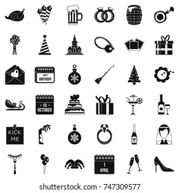 Gift icons set. Simple style of 36 gift vector icons for web isolated on white background