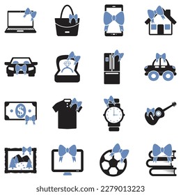 Gift Icons. Two Tone Flat Design. Vector Illustration.