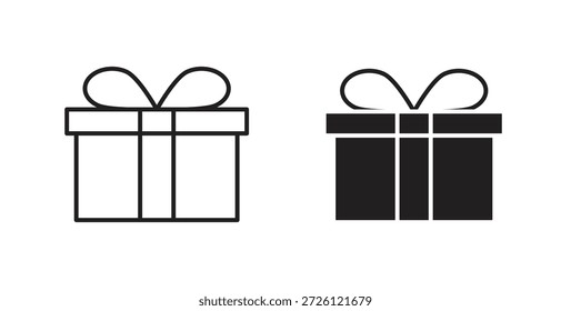 Símbolo de Vector de iconos de regalo con trazo editable y versiones planas