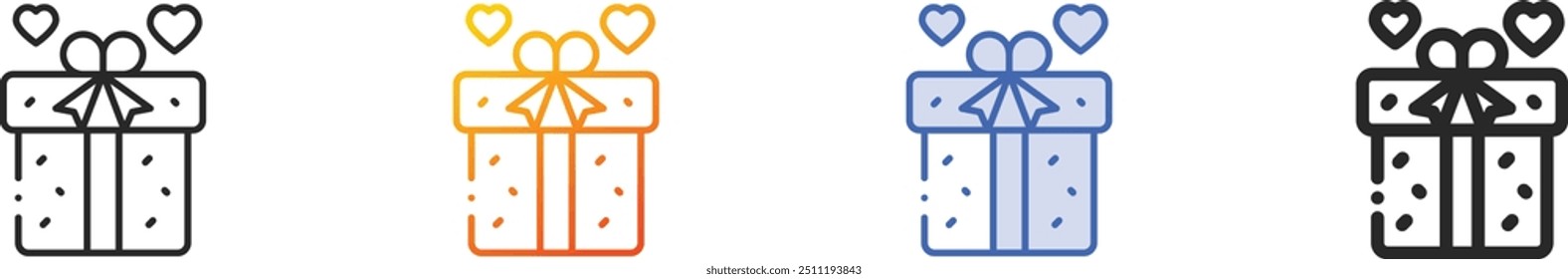gift icon.Thin Linear, Gradient, Blue Stroke and bold Style Design Isolated On White Background