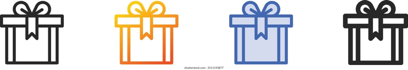 gift icon.Thin Linear, Gradient, Blue Stroke and bold Style Design Isolated On White Background