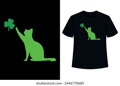 Gift Idea for Men, Women and Kids - Cat Leprechaun Shirt. Awesome present for cat owner, animal  pet lover, fur mama, dad, pop, mom, mommy, best friend, brother, sister, niece, boy, girl on St. Patty