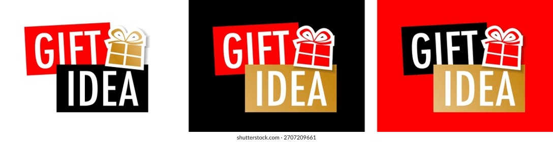 Gift idea on white, black and red background