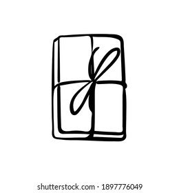 Gift illustration in doodling style isolated on white background