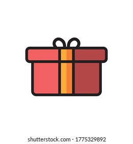 Plantilla de vectores de diseño de iconos planos de Ilustración de regalo