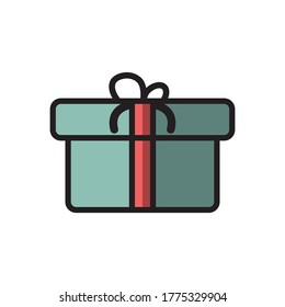 Plantilla de vectores de diseño de iconos planos de Ilustración de regalo