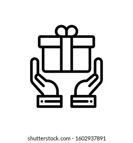 Gift Illustration Icon. vector outline symbol.