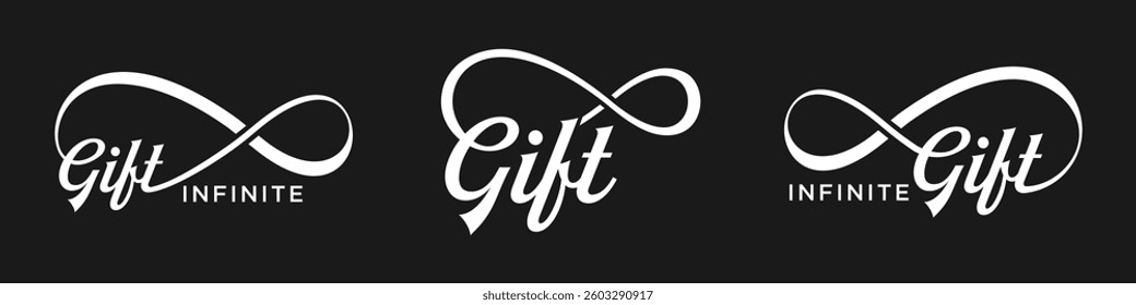 gift Infinity logo design, wordmark gift with Infinity icon combination, vector illustration