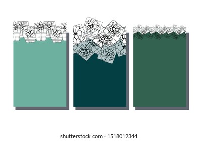 Gift information cards set. Surprise template of flyear, magazines, posters, book cover, banners. Box infographic concept background.