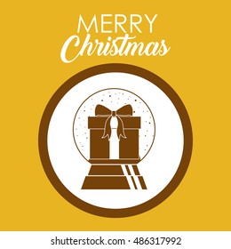 Gift inside circle icon. Merry Christmas season and decoration theme. Colorful design. Vector illustration