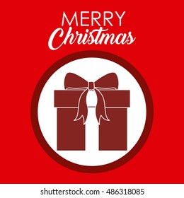 Gift inside circle icon. Merry Christmas season and decoration theme. Colorful design. Vector illustration