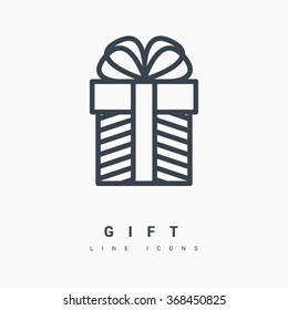 Gift isolated minimal icon. Box graph line vector icon for websites and mobile minimalistic flat design.