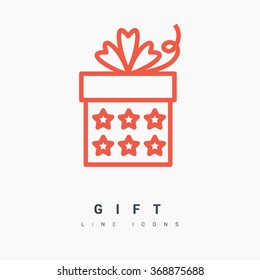 Gift isolated minimal icon. Box graph line vector icon for websites and mobile minimalistic flat design.