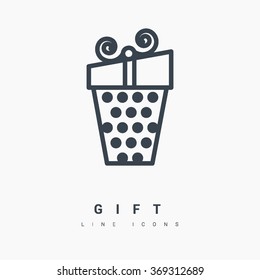 Gift isolated minimal icon. Box graph line vector icon for websites and mobile minimalistic flat design.
