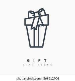 Gift isolated minimal icon. Box graph line vector icon for websites and mobile minimalistic flat design.
