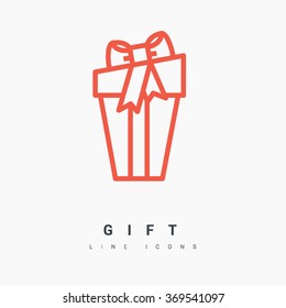 Gift isolated minimal icon. Box graph line vector icon for websites and mobile minimalistic flat design.