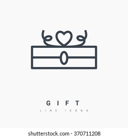 Gift isolated minimal icon. Box graph line vector icon for websites and mobile minimalistic flat design.