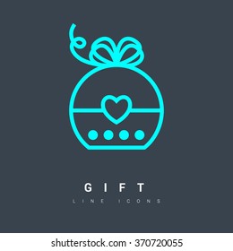 Gift isolated minimal icon. Box graph line vector icon for websites and mobile minimalistic flat design.