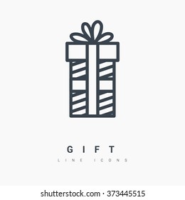 Gift isolated minimal icon. Box graph line vector icon for websites and mobile minimalistic flat design.