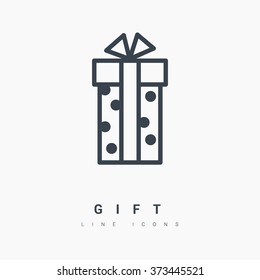 Gift isolated minimal icon. Box graph line vector icon for websites and mobile minimalistic flat design.