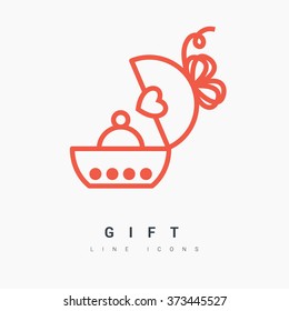 Gift isolated minimal icon. Box graph line vector icon for websites and mobile minimalistic flat design.