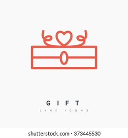 Gift isolated minimal icon. Box graph line vector icon for websites and mobile minimalistic flat design.