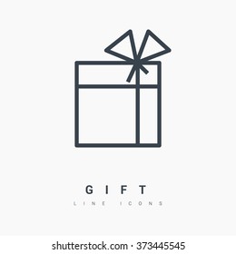 Gift isolated minimal icon. Box graph line vector icon for websites and mobile minimalistic flat design.