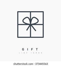 Gift isolated minimal icon. Box graph line vector icon for websites and mobile minimalistic flat design.