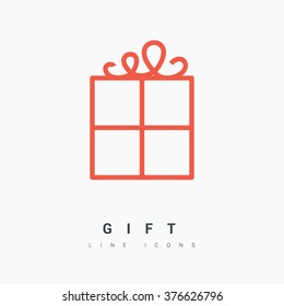Gift isolated minimal icon. Box graph line vector icon for websites and mobile minimalistic flat design.