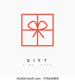 Gift isolated minimal icon. Box graph line vector icon for websites and mobile minimalistic flat design.