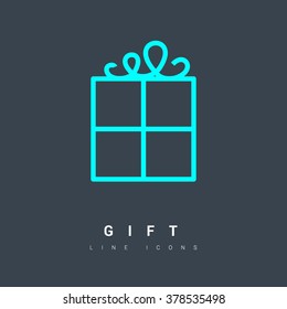 Gift isolated minimal icon. Box graph line vector icon for websites and mobile minimalistic flat design.