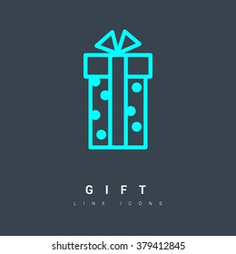 Gift isolated minimal icon. Box graph line vector icon for websites and mobile minimalistic flat design.