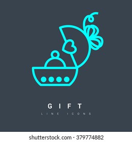 Gift isolated minimal icon. Box graph line vector icon for websites and mobile minimalistic flat design.