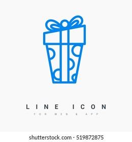 Gift isolated minimal icon. Box graph line vector icon for websites and mobile minimalistic flat design.