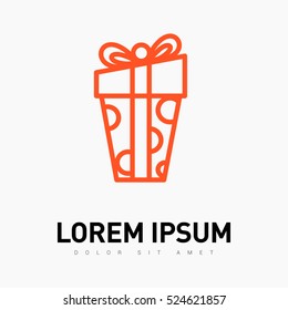 Gift isolated minimal icon. Box graph line vector icon for websites and mobile minimalistic flat design.