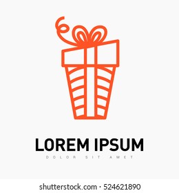 Gift isolated minimal icon. Box graph line vector icon for websites and mobile minimalistic flat design.