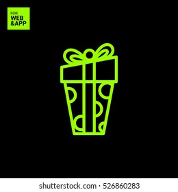 Gift isolated minimal icon. Box graph line vector icon for websites and mobile minimalistic flat design.