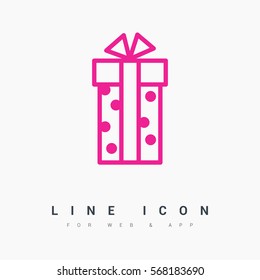 Gift isolated minimal icon. Box graph line vector icon for websites and mobile minimalistic flat design.