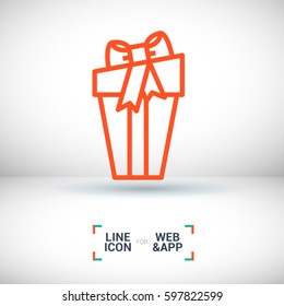 Gift isolated minimal icon. Box graph line vector icon for websites and mobile minimalistic flat design.