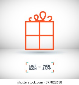 Gift isolated minimal icon. Box graph line vector icon for websites and mobile minimalistic flat design.