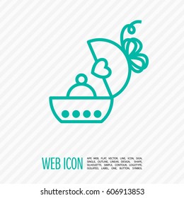 Gift isolated minimal icon. Box with ring line vector icon for websites and mobile minimalistic flat design.