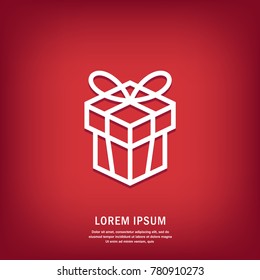 Gift. Isolated vector icon, sign, emblem, pictogram. Flat style for design, web, logo or UI. Eps10