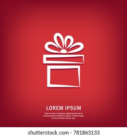 Gift. Isolated vector icon, sign, emblem, pictogram. Flat style for design, web, logo or UI. Eps10