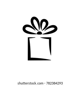 Gift. Isolated vector icon, sign, emblem, pictogram. Flat style for design, web, logo or UI. Eps10