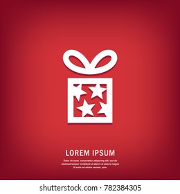 Gift. Isolated vector icon, sign, emblem, pictogram. Flat style for design, web, logo or UI. Eps10