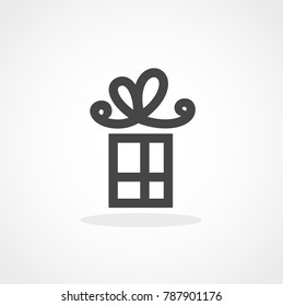 Gift. Isolated vector icon, sign, emblem, pictogram. Flat style for design, web, logo or UI. Eps10