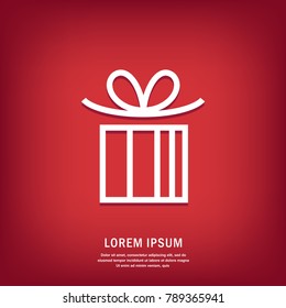 Gift. Isolated vector icon, sign, emblem, pictogram. Flat style for design, web, logo or UI. Eps10